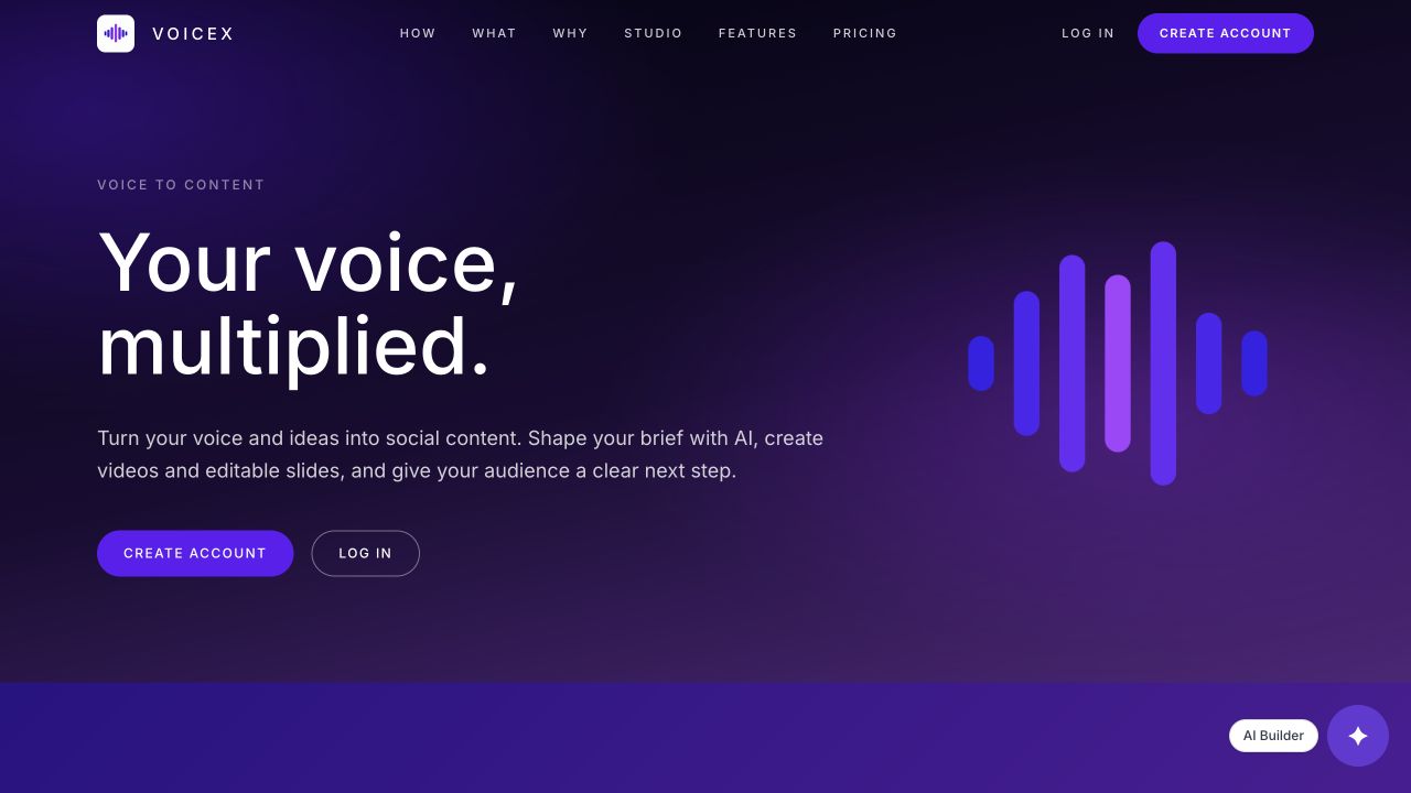 The VoiceX homepage